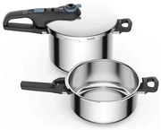 Tefal - Set pentole a pressione 4/6 l SECURE TRENDY acciaio inox