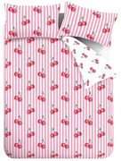 Set copripiumino e federa bianco e rosa per letto matrimoniale e per letto esteso 230x220 cm Disco Cherries Stripes – Catherine Lansfield