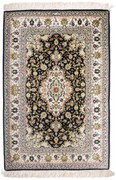 Ghom Tappeto 120x80 Nero (Iran) Annodato A Mano