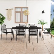 Set Da Pranzo Da Esterni 7 Pz İn Corda Di Cotone E Acciaio Nero /