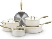 Batteria 9 pezzi in acciaio bianco oro California