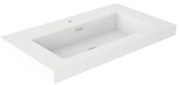 Lavabo da incasso con bordo a vista d'appoggio bacino al centro rettangolare Nantes L 81 x H 6 x P 46 cm in resina bianco