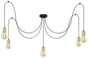 Lampadario a sospensione con filo TUBE 5xE27/15W/230V ragno nero/oro
