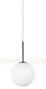 Jugen black sospensione 1 luce vetro bianco montatura nera attacco e27