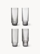 Set di 4 bicchieri da long drink in vetro soffiato con scanalatura in rilievo Ripple, 300 ml