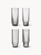 Set di 4 bicchieri da long drink in vetro soffiato millerighe Ripple