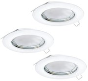 Faretto Ad Incasso Moderno Peneto In Acciaio Bianco 3 Luci Gu10 2,8W