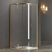 Kamalu - Box doccia semicircolare 80x80 finitura oro opaca KE-2000R