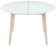 Tavolo da pranzo design rotondo allungabile bianco e legno L120-150 LEENA