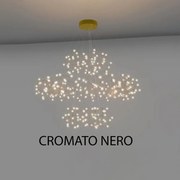 Lampadario A Sospensione Moderno Lucciola Metallo Cromato Nero Led 25 Esagoni