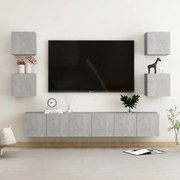 Set porta tv 7 pz grigio cemento in truciolato