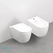 Ceramica Cielo "Smile" Coppia Di Sanitari Sospesi Bianco Lucido Senza Brida