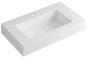 Lavabo integrale rettangolare vasca centrale L 90.5 x H 15 x P 46 cm in resina bianco