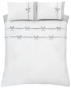 Set copripiumino e federa bianco e grigio per letto matrimoniale e per letto esteso 230x220 cm Milo Bow – Catherine Lansfield
