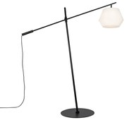 Lampada da terra per esterni di design nera IP44 con paralume bianco - Robbert