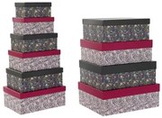 Set di Scatole per Sistemare Impilabili DKD Home Decor Quadrato Fiori Cartone