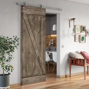 Porta scorrevole Horse Ebano in legno marrone, L 96 x H 215 cm, con binario Loft Reversibile