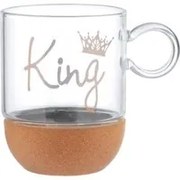 Mug King in vetro borosilicato e base in sughero, 270 ml