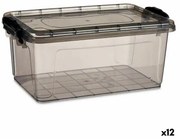 Scatola portaoggetti con coperchio Antracite Plastica 8,5 L 24 x 16 x 37 cm (12 Unità)