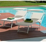 Lettino senza cuscino Riccione FIAM in alluminio bianco e seduta tortora