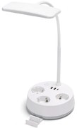 Aigostar - Lampada da tavolo dimmerabile a LED con prese elettriche integrate e porta USB LED/4,6W/230V bianca