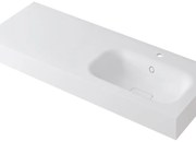 Lavabo integrale a destra rettangolare L 120.5 x H 15 x P 46 cm in resina bianco