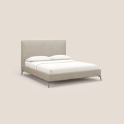 Iris letto imbottito con piedini neri sfoderabile in tessuto impermeabile T02 beige