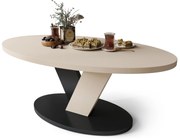 LOVA Beige/Nero – TAVOLINO OVALE 110x60 cm TAVOLINO DA CAFFÈ MODERNO