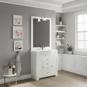 Mobile sottolavabo e lavabo Romantica per vasca centrale decape bianco L 85 x H 81.5 x P 31.5 cm, 2 ante 3 cassetti