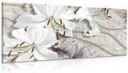 Stampa su tela – Giglio bianco con perle