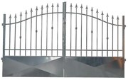 Cancello manuale battente Monte Bianco 3500 in ferro, apertura centrale, L 358.5, H 150-180 cm, di colore grigio zincato