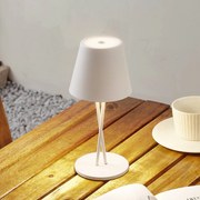 Lindby Lampada da tavolo ricaricabile a LED Janea CROSS, bianco, metallo