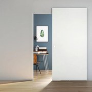 Porta scorrevole Space Matrix Quadra in legno bianco, L 101 x H 230 cm, con binario Invisibile Sinistra