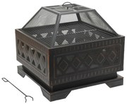 Griglia portatile a legna con griglia nera/patinata