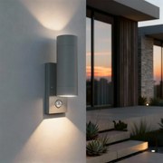 Applique Bidirezionale IP65 2xGU10 con sensore Movimento - Grigia