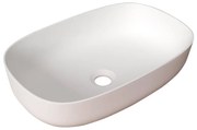 Lavabo da appoggio Lavabo d'appoggio in solid surface ovale in resina L 48 x P 32 x H 12.5 cm bianco