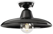 Plafoniera Industrial Minimal Nordico B&W Metallo Smaltato Nero 1 Luce E27