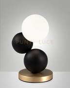 Micky lampada da tavolo nera 1 luce in metallo vetro legno attacco ...