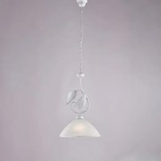 Lampadario in ferro laccato bianco con decorazione argento antico e...