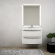 Mobile per bagno 75 cm tondo bianco frassino sospeso - Berlino con specchio led