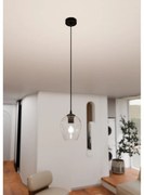 Lampadario a Sospensione in Acciaio e Vetro ISTAR Nero E27 Colore delle Sfere Ambrate