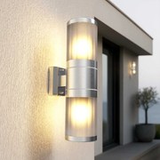 Applique E27 Cilindrica Bidirezionale, IP54 da Esterno - Inox Base E27