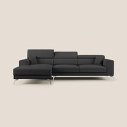 Blade Divano moderno angolare con poggiatesta reclinabili in tessuto impermeabile simil-cotone T13 antracite