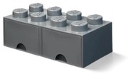 Scatola portaoggetti per bambini grigio scuro con 2 cassetti - LEGO®