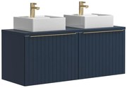 Mobile per bagno sospeso doppio lavabo scanalato 120 cm Blu - JOSEPHA