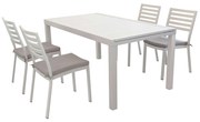 DEXTER - set tavolo in alluminio cm 160/240 x 90 x 75 h con 4 sedie Dexter