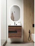 Mobile da bagno sotto lavabo Vision valenti con il vetro in nero lamellare opaco L 60 x H 55 x P 45 cm 2 cassetti, lavabo non incluso