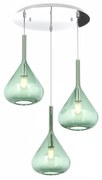 Sospensione cromo 3 luci tonda vetri verde 1177cr-s3 t-ve