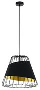 Lampadario Industrial Austell 1 Luce Acciaio Nero E Oro