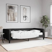 Divano letto con materasso nero 100x200 cm in tessuto